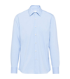 Prada Long-sleeved Cotton Shirt In Sky Blue