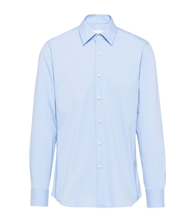 Prada Long-sleeved Cotton Shirt In Pale Blue