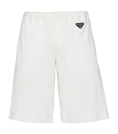 Prada Triangle-logo Bermuda Shorts In Bianco