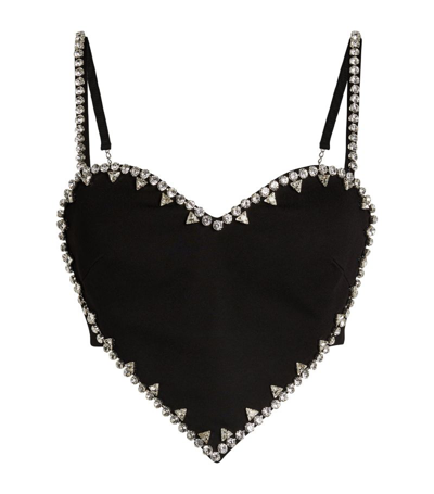 Area Nyc Embellished-trim Heart Top In Black