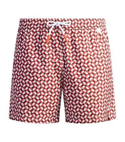 Isaia All-over Print Swim Shorts In Red