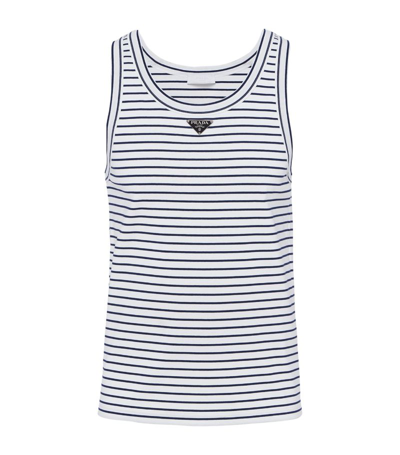 Prada Triangle-logo Striped Tank Top In Multicolor