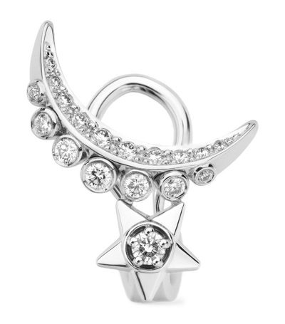 Pre-owned Chanel Comète Lune Single Earring In Silver