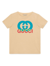 Gucci Printed Cotton T-shirt In Beige