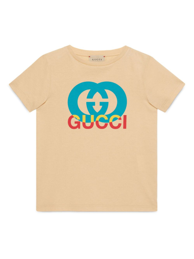 Gucci Kids' Printed Cotton T-shirt In Beige