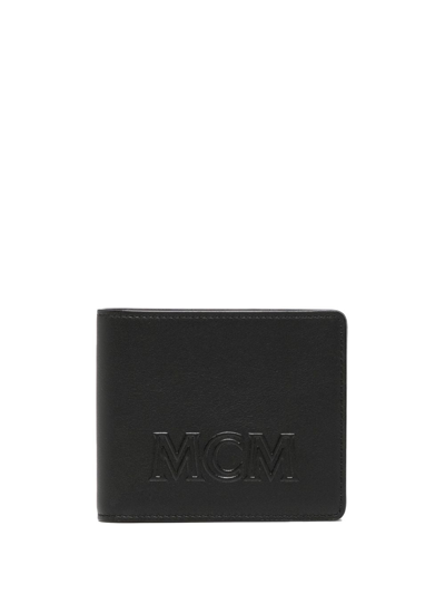 Mcm Aren Embossed-logo Wallet In Black