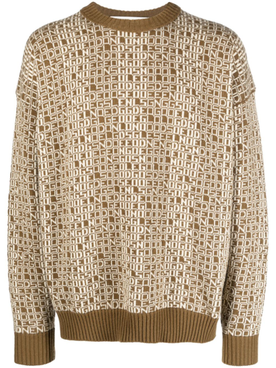 Golden Goose Journey Ms Boxy Knit Crewneck Cashmere Blend Lett In Nude & Neutrals