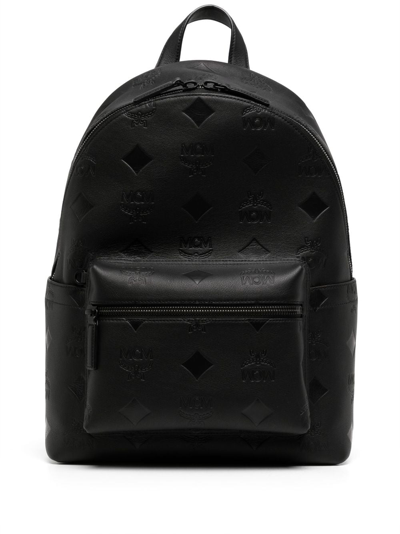 Mcm Medium Stark Leather Backpack In Black