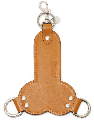 Jw Anderson Logo-embossed Leather Keyring In Yellow