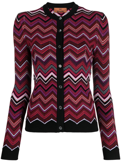 Missoni Zigzag-print Button-up Cardigan In Red