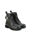 GIVENCHY LOGO-BUCKLE LACE-UP LEATHER BOOTS