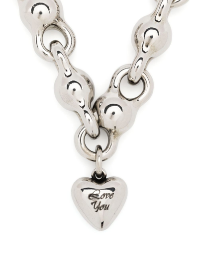 Acne Studios Chunky-chain Heart-pendant Necklace In Metallic