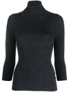 Aspesi Ribbed-knit Roll-neck Knitted Top In Grey
