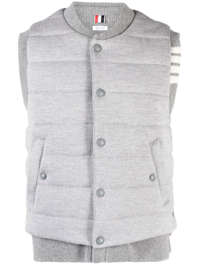 Thom Browne Padded-design Button-down Gilet In Grey