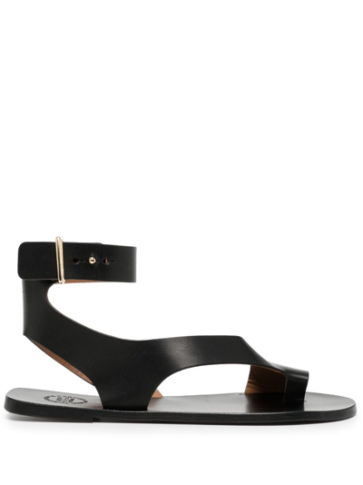 Atp Atelier Aquara Leather Cutout Sandals In Black