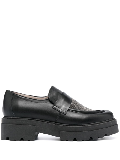 Fabiana Filippi Bead-embellished Slip-on Loafers In Black