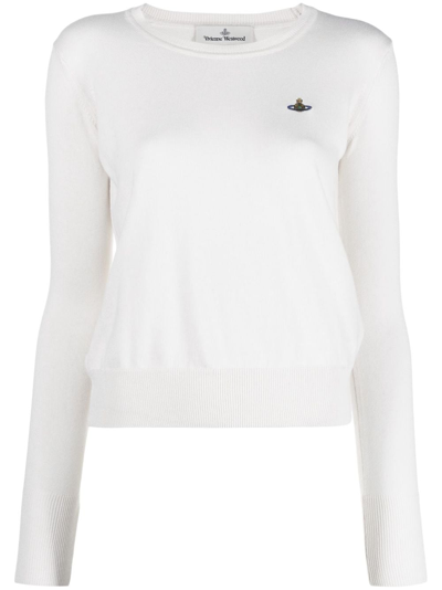 Vivienne Westwood Orb-embroidered Crew Neck Jumper In Beige