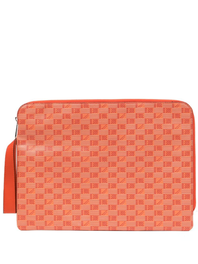 Moreau Portfolio Leather Laptop Sleeve In Orange