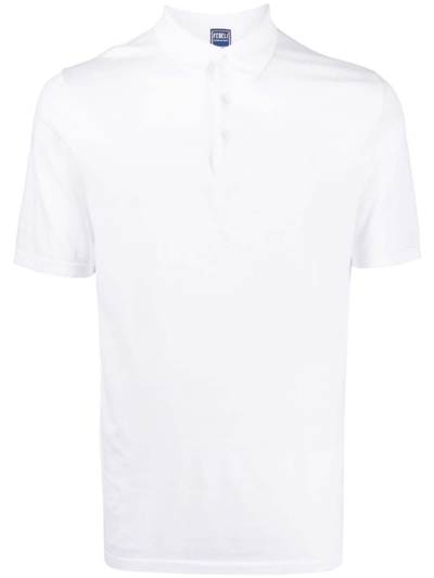 Fedeli Short-sleeved Cotton Polo Shirt In White