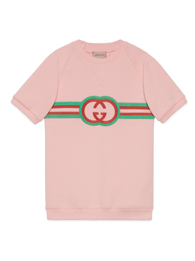 Gucci Kids' Interlocking G Cotton Dress In Pink