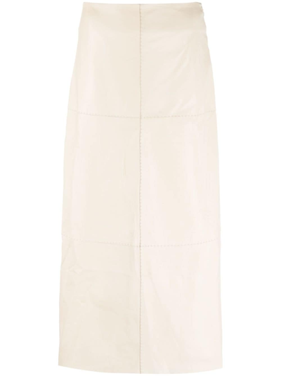 By Malene Birger Panelled Lambskin Midi Skirt In White