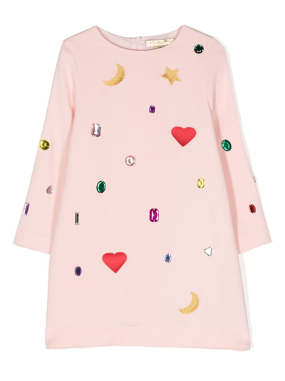 Stella Mccartney Kids' Bead-embellished Long-sleeve Dress In Pink