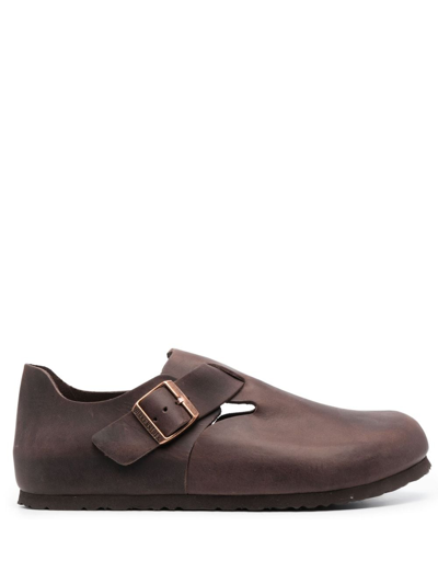 Birkenstock London 皮质圆头乐福鞋 In Brown