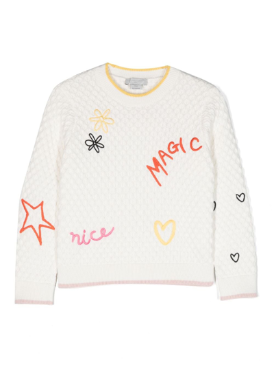 Stella Mccartney Kids' Embroidered-detail Knitted Top In White