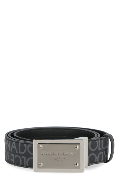 Dolce & Gabbana Logo Reversible Belt In Black