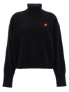 Kenzo Boke Flower Turtleneck Wool Sweater In Black
