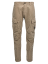 C.p. Company Logo Badge Cargo Pants In Beige
