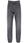 Balmain Jeans With Monogram Motif All-over In Noir Delave (grey)