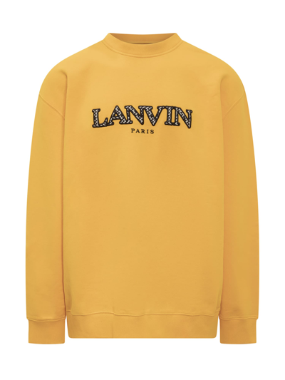 Lanvin Oversized Embroidered Curb Sweatshirt In Yellow
