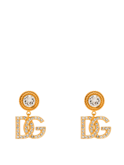 Dolce & Gabbana Dg "diva" Crystal Clip-on Earrings In Gold