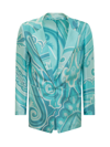 Etro Printed Silk Blazer In Azzurro