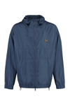 Dolce & Gabbana Windbreaker Jacket With Adjustable Drawstring And Hood In Blue