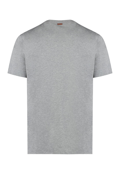 Ermenegildo Zegna Logo Cotton T-shirt In Grey