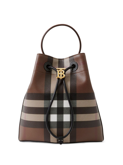 Burberry Small Tb Leather Bucket Bag In Multicolor