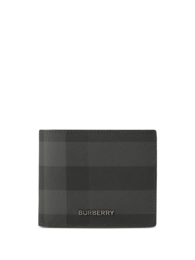 Burberry Check Slim Bifold Wallet In Black
