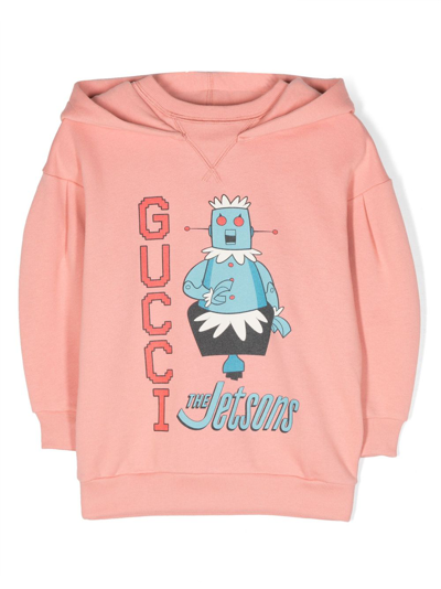 Gucci Kids' The Jetsons Cotton Jersey Hoodie In Rose
