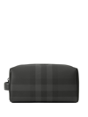 BURBERRY CHECKED LEATHER TRAVEL POUCH