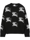 Burberry Ekd Cotton Silk Jacquard Sweater In Black