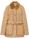 BURBERRY DIAMOND-QUILTED BELTED JACKET
