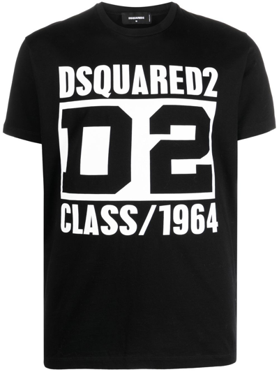 Dsquared2 D2-print Short-sleeve T-shirt In Schwarz