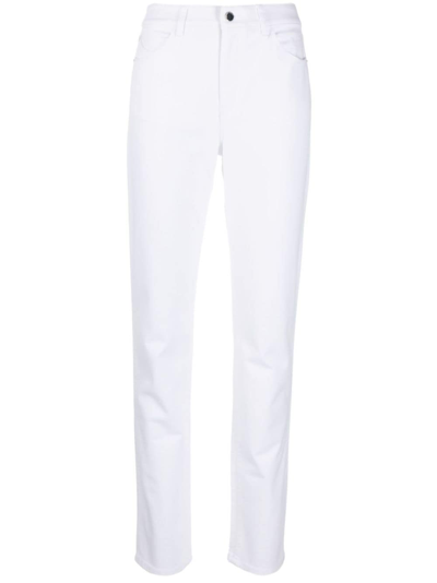 Emporio Armani Tonal Straight-leg Jeans In Weiss