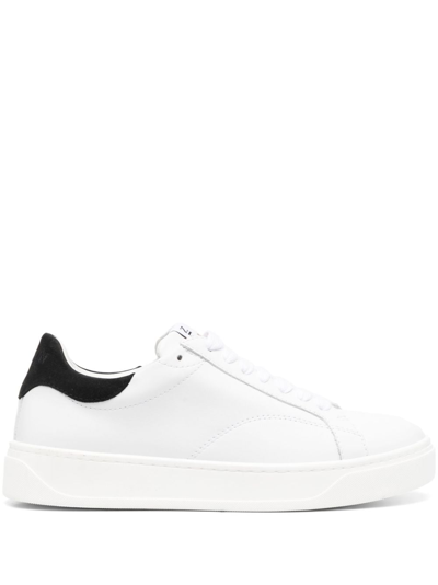Lanvin Logo-patch Lace-up Trainers In Weiss
