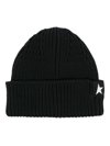 GOLDEN GOOSE LOGO-EMBROIDERED RIBBED-KNIT BEANIE