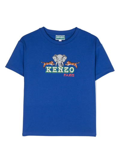 Kenzo Logo-print Short-sleeve T-shirt In Blau