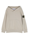 Stone Island Compass-patch Cotton Hoodie In Grau
