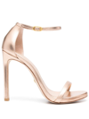 Stuart Weitzman Nudist Strappy Heeled Sandal In Gold